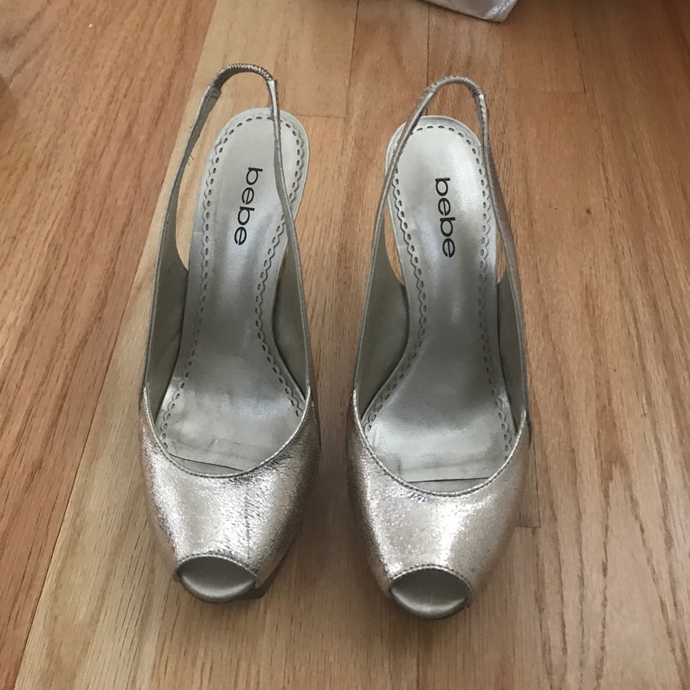 bebe peep-toe slingback heels